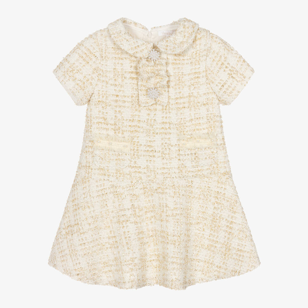 Patachou - Girls Ivory Tweed Dress | Childrensalon