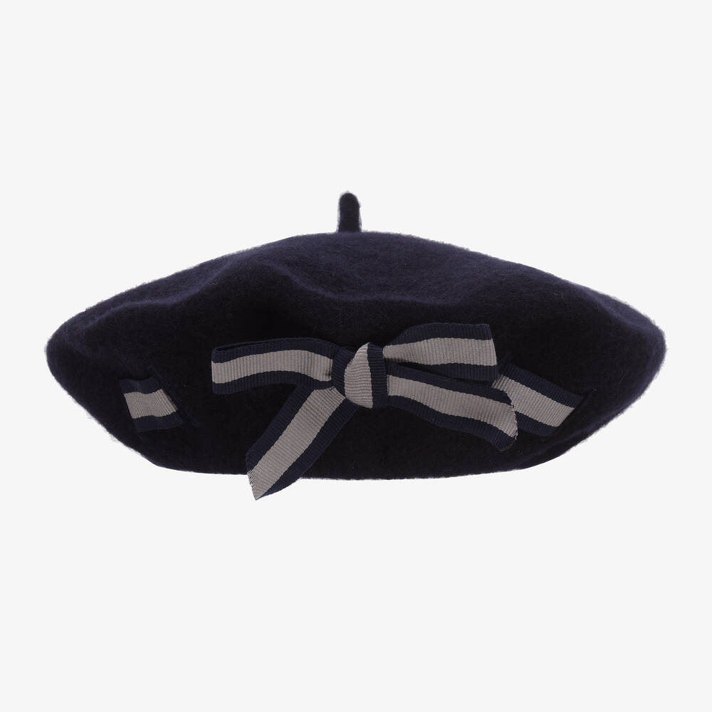 Patachou - Girls Navy Blue Wool Beret | Childrensalon