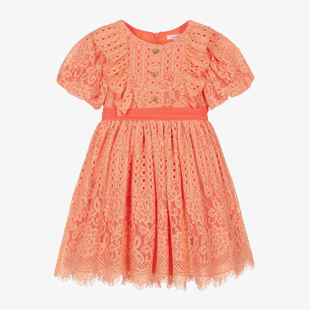 Patachou - Оранжевое кружевное платье для девочек | Childrensalon