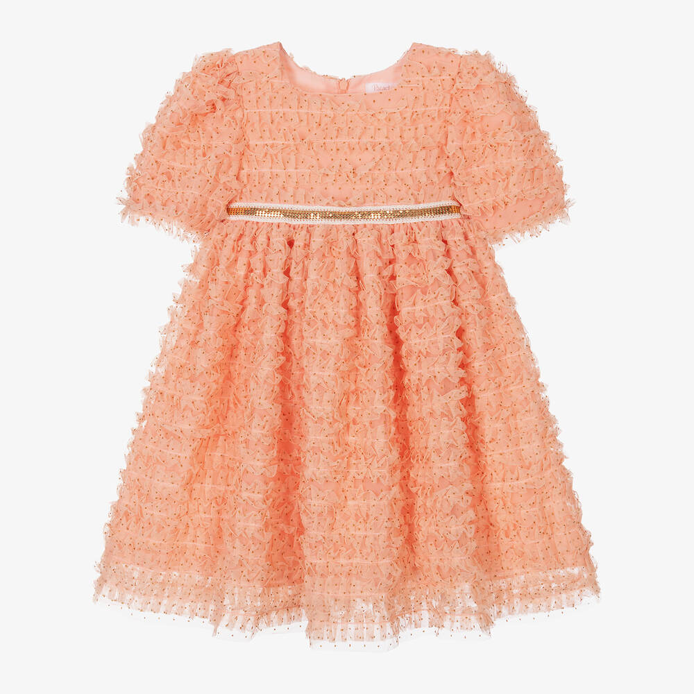 Patachou - Girls Orange Tulle Dress | Childrensalon