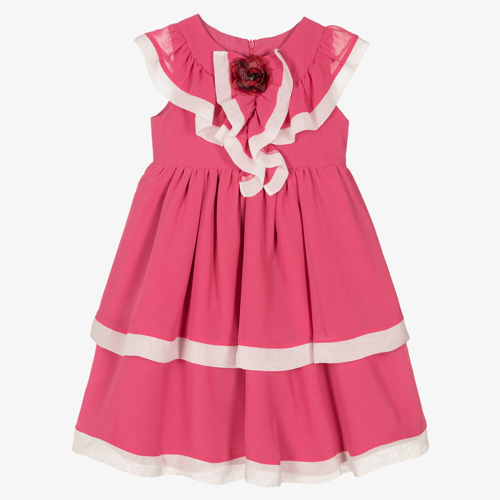 Patachou - Girls Pink Chiffon Dress | Childrensalon