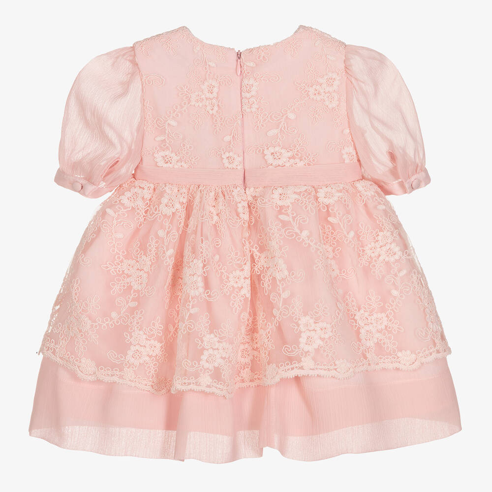 Patachou - Girls Pink Chiffon Lace Dress | Childrensalon