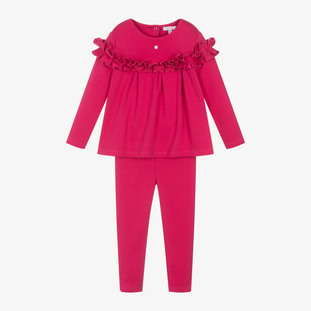 Patachou - Girls Pink Cotton Leggings Set | Childrensalon