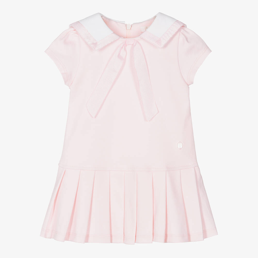 Patachou - Girls Pink Cotton Sailor Dress | Childrensalon