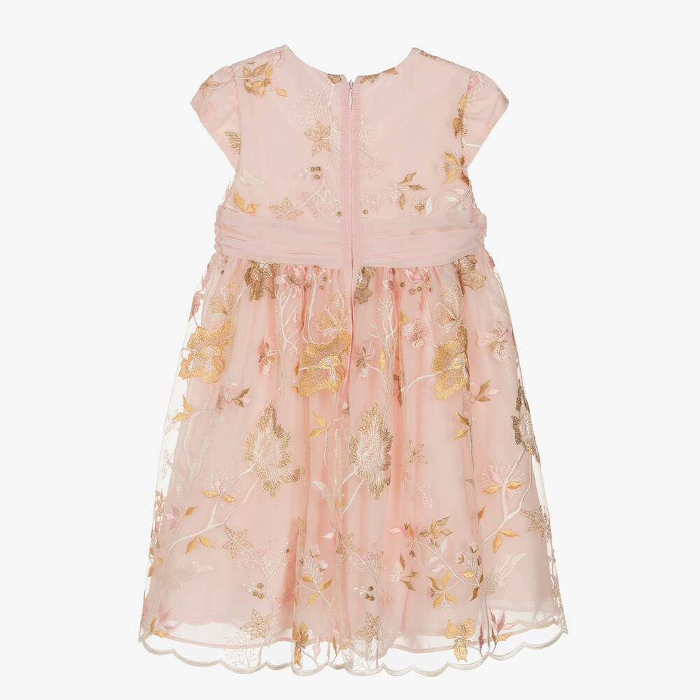 Patachou - Girls Pink Embroidered Floral Dress | Childrensalon
