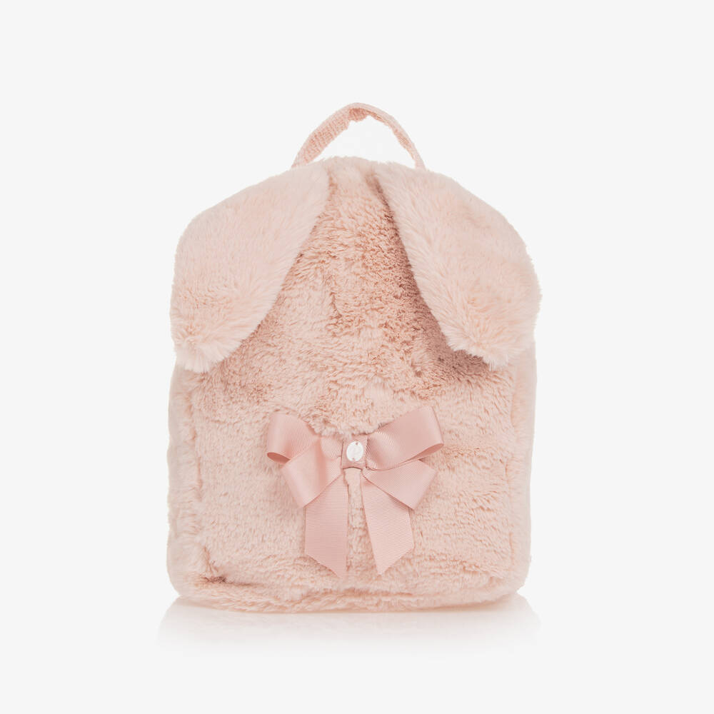 Patachou - Girls Pink Faux Fur Backpack (28cm) | Childrensalon