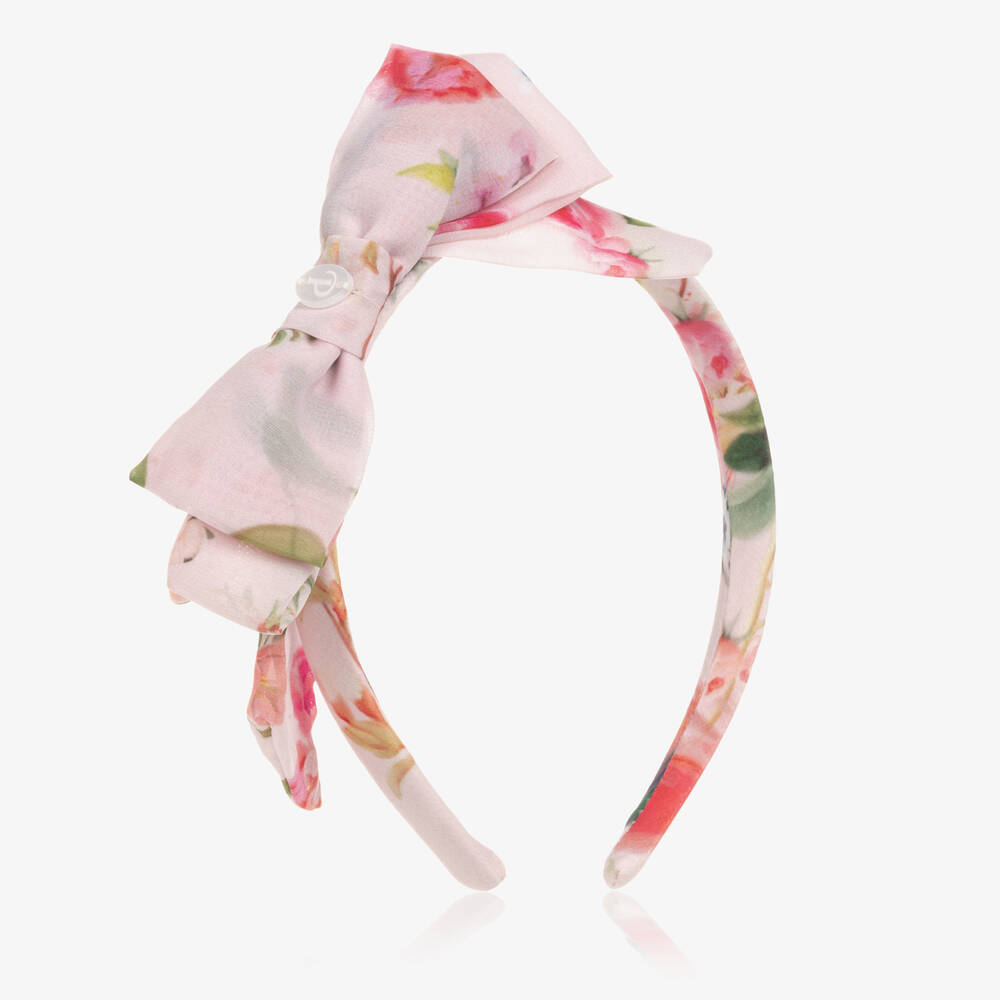 Patachou - Serre-tête rose en mousseline à fleurs | Childrensalon