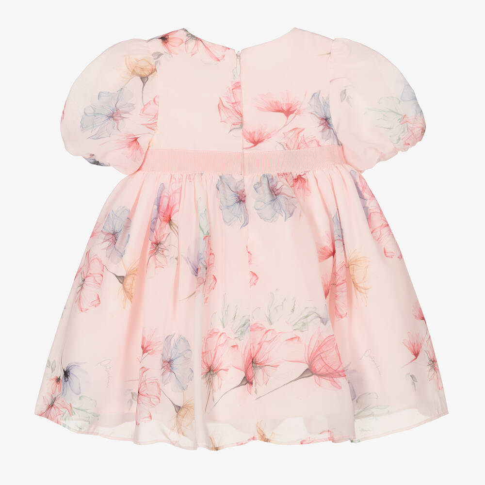 Patachou - Girls Pink Floral Chiffon Dress | Childrensalon