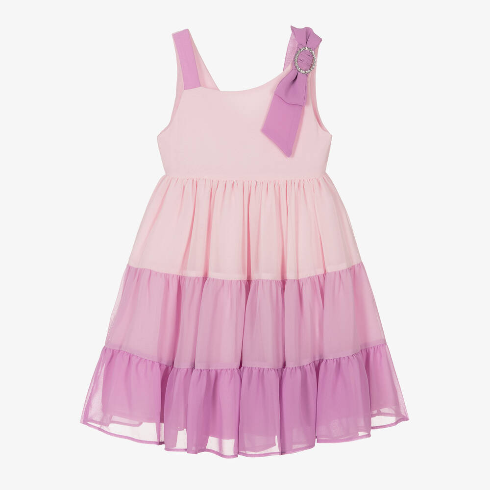 Patachou - Girls Pink & Purple Chiffon Dress | Childrensalon