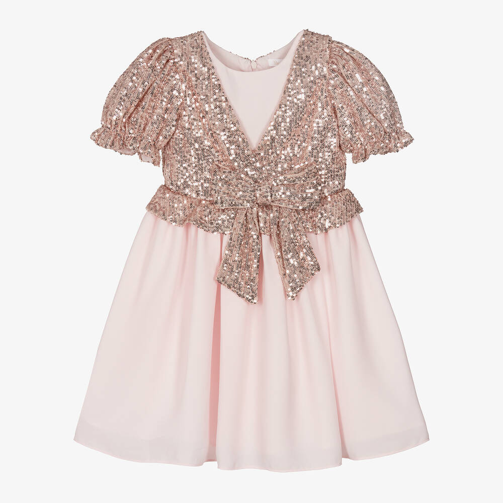Patachou - Girls Pink Sequin & Chiffon Dress | Childrensalon
