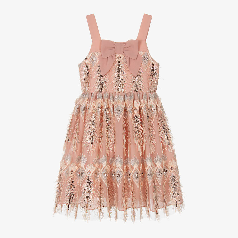 Patachou - Girls Pink Tulle & Sequin Dress | Childrensalon