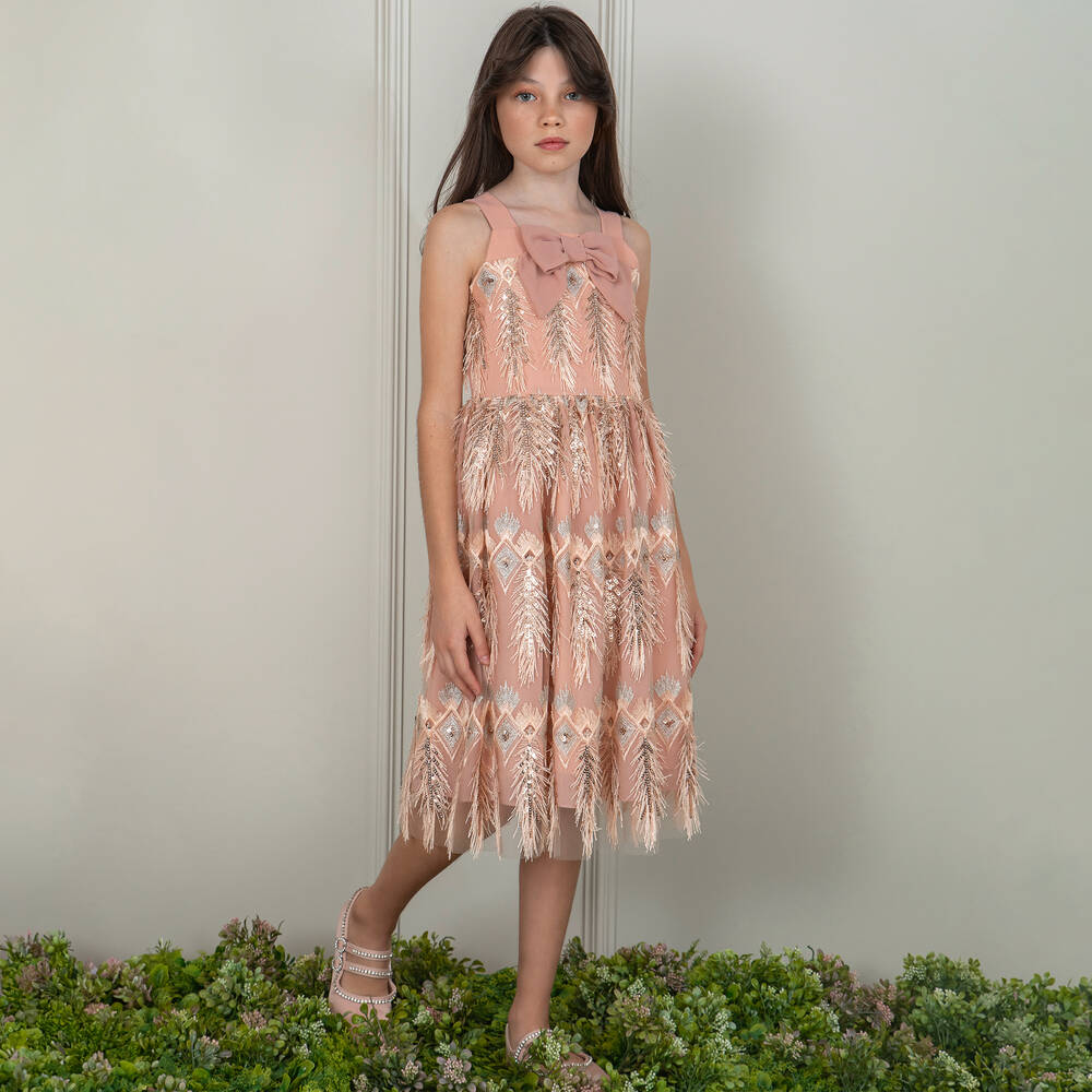 Patachou - Girls Pink Tulle & Sequin Dress | Childrensalon
