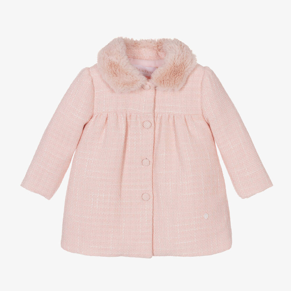 Patachou - Girls Pink Tweed Coat | Childrensalon