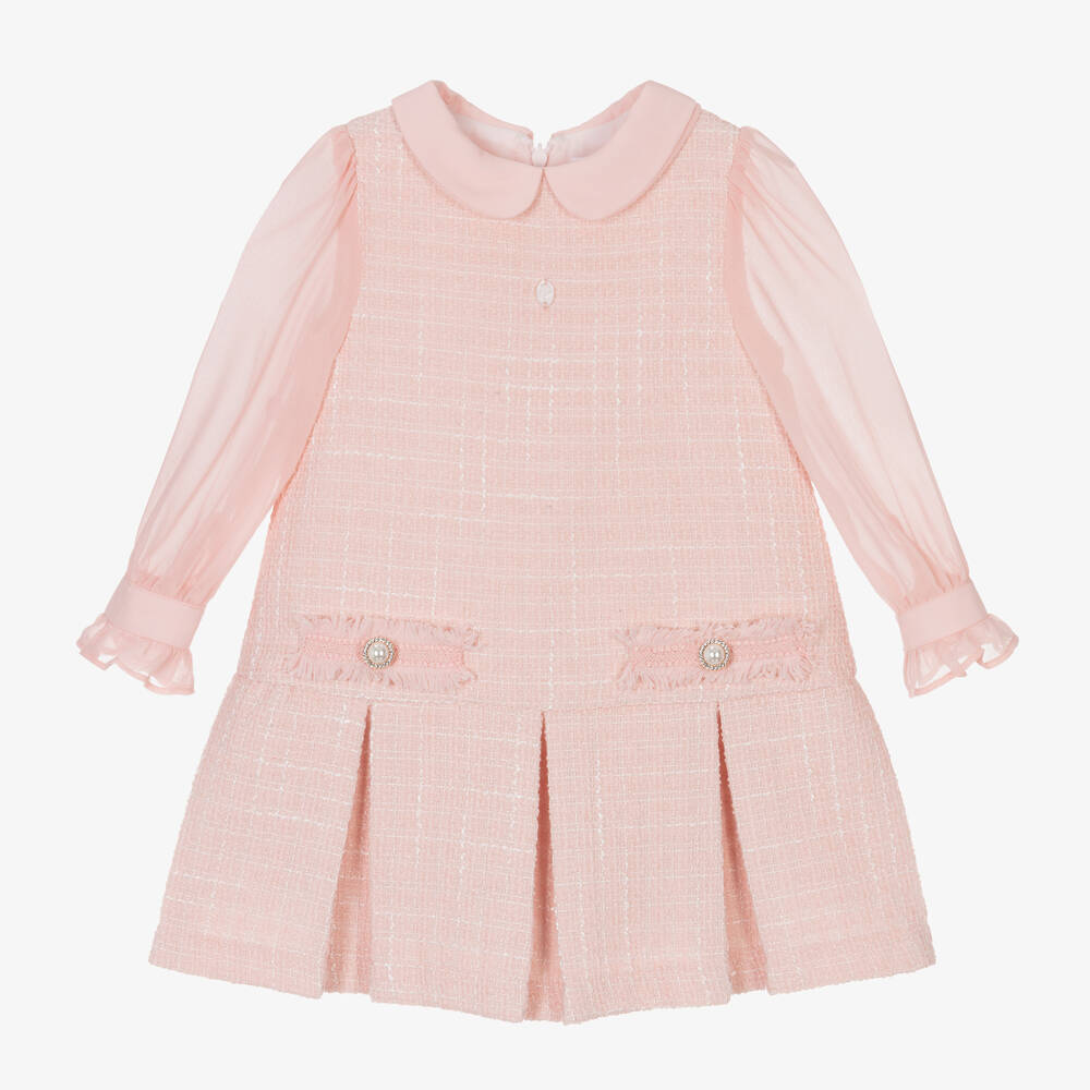 Patachou - Girls Pink Tweed Dress | Childrensalon