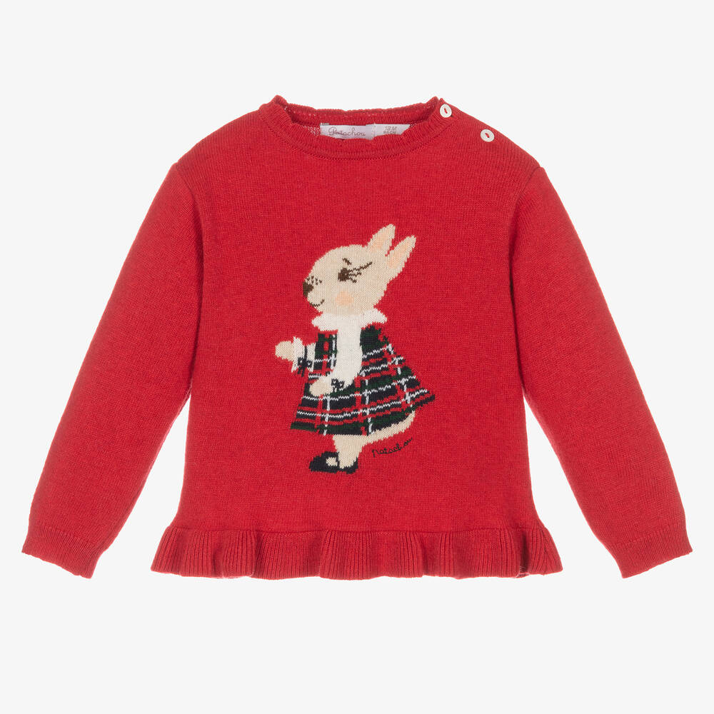 Patachou - Pull rouge lapin fille | Childrensalon