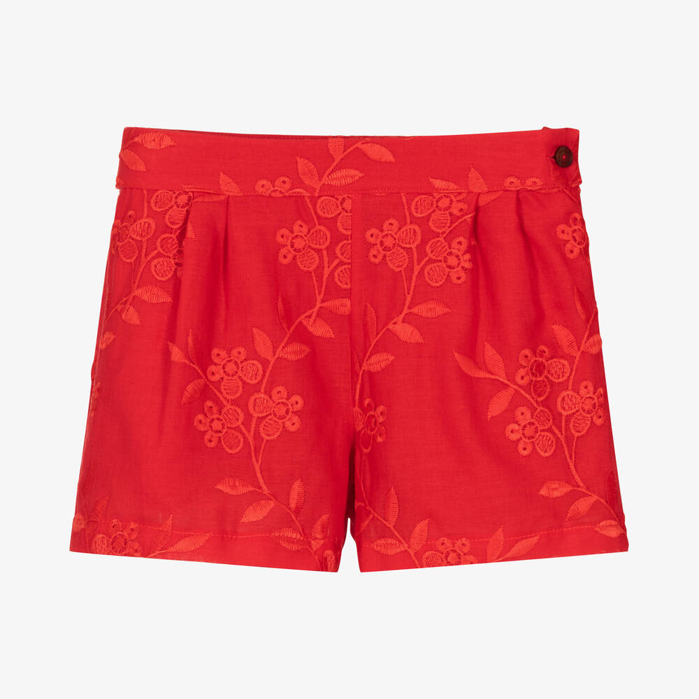 Patachou - Rote Baumwoll-Shorts mit Stickerei | Childrensalon
