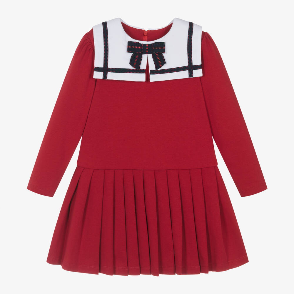 Patachou - Girls Red Cotton Jersey Dress | Childrensalon