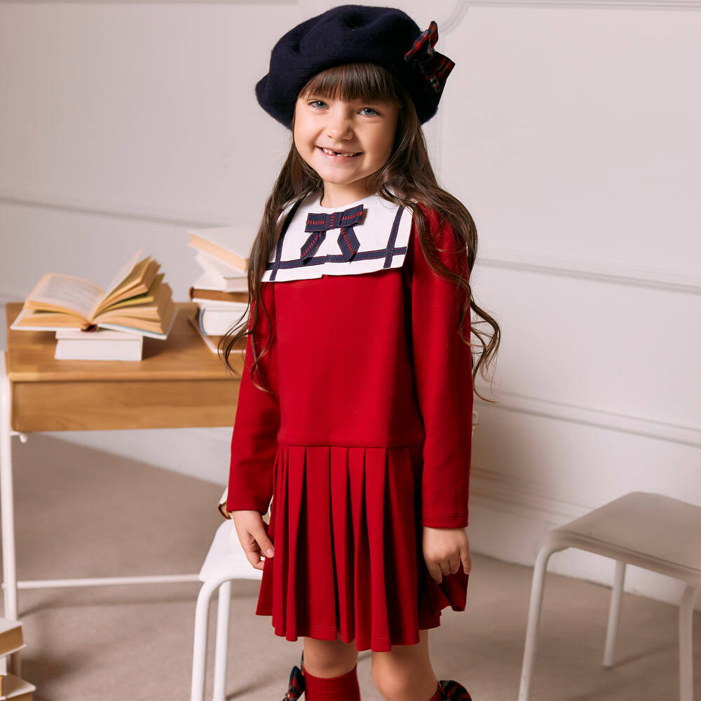 Patachou-Girls Red Cotton Jersey Dress | Childrensalon