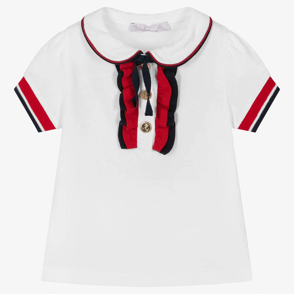 Patachou - Weißes Poloshirt aus Baumwollpiqué | Childrensalon