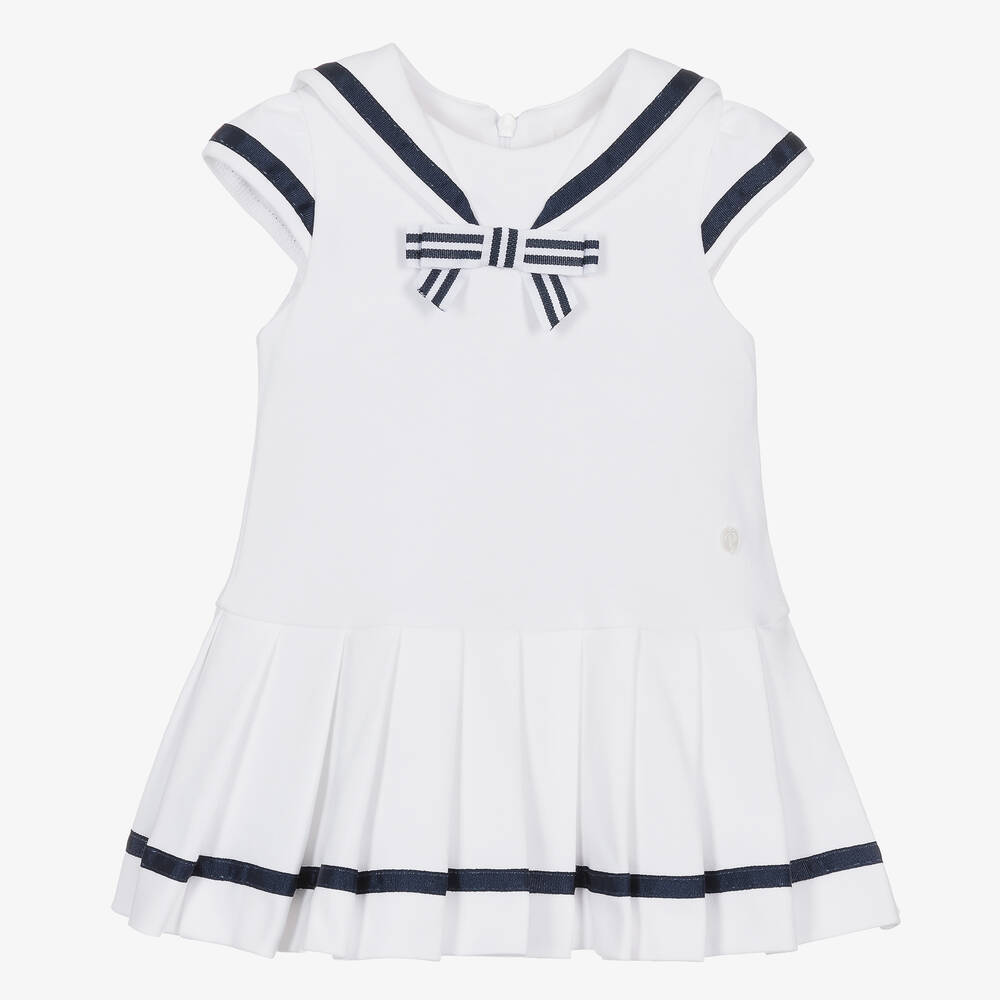 Patachou - Girls White Cotton Sailor Dress | Childrensalon
