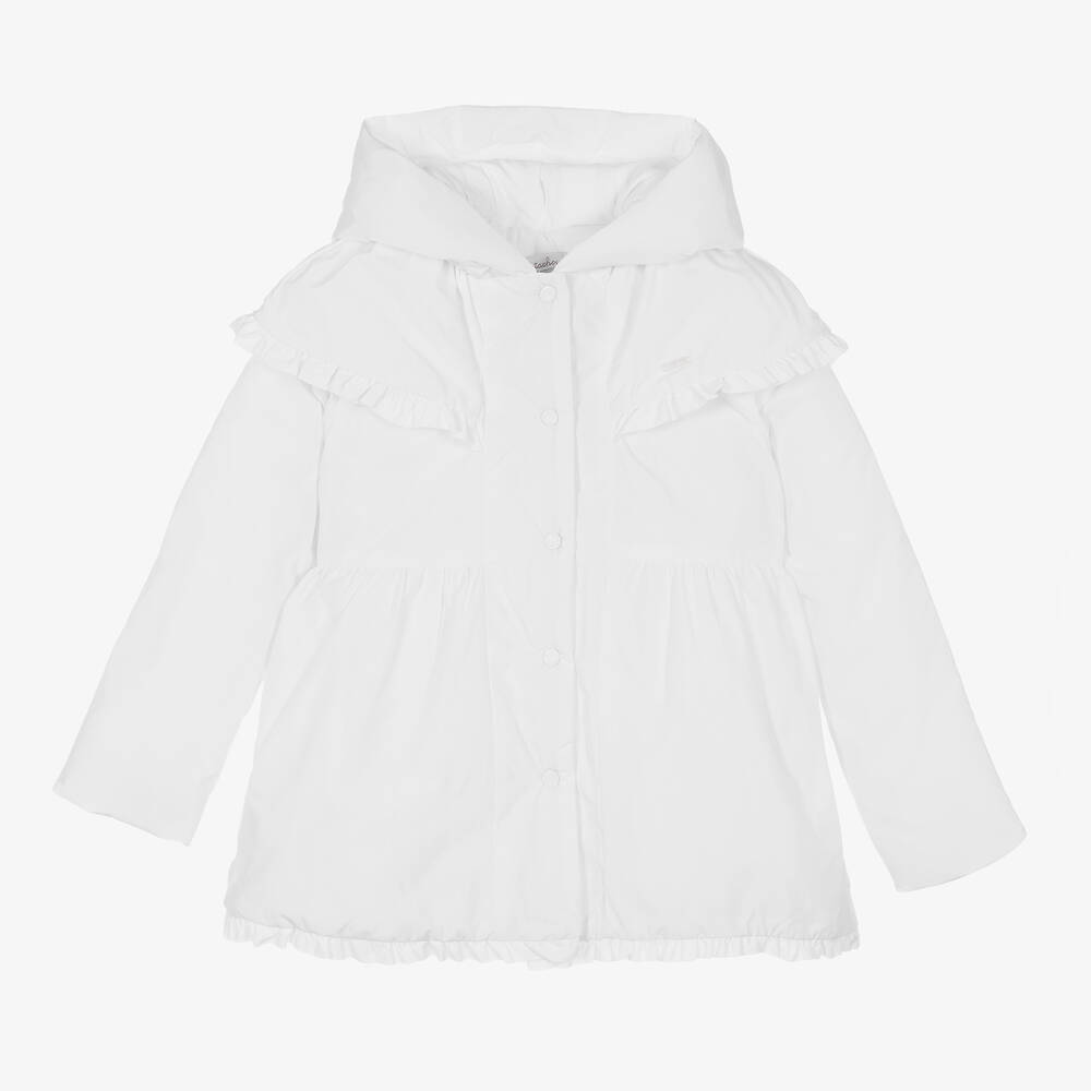 Patachou - Girls White Hooded Coat | Childrensalon