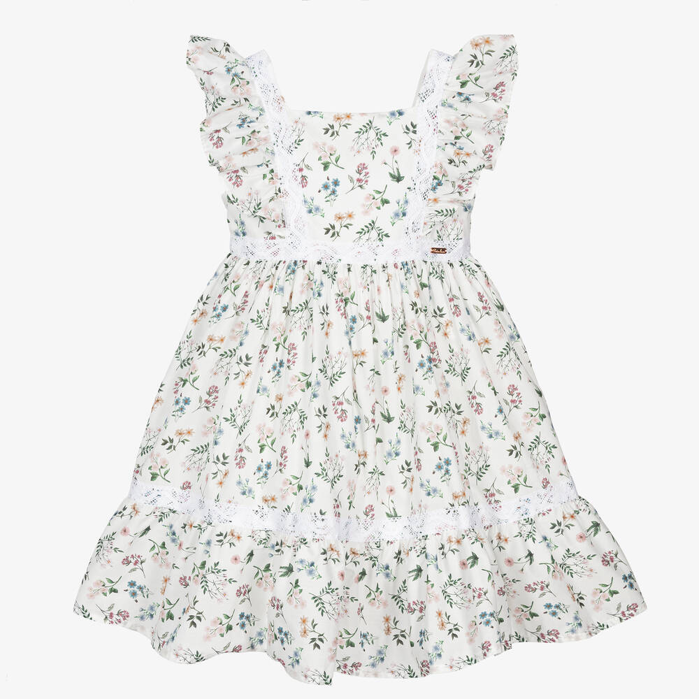 Patachou - Girls White Liberty Print Floral Dress | Childrensalon