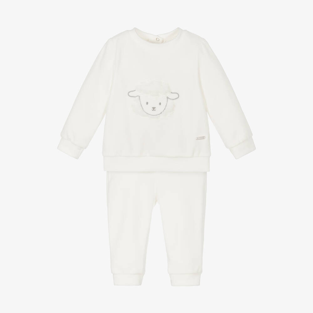 Patachou - Ivory Velour Sheep Tracksuit | Childrensalon