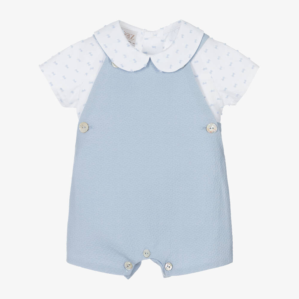 Paz Rodríguez - Белая рубашка и голубой полукомбинезон для малышей | Childrensalon