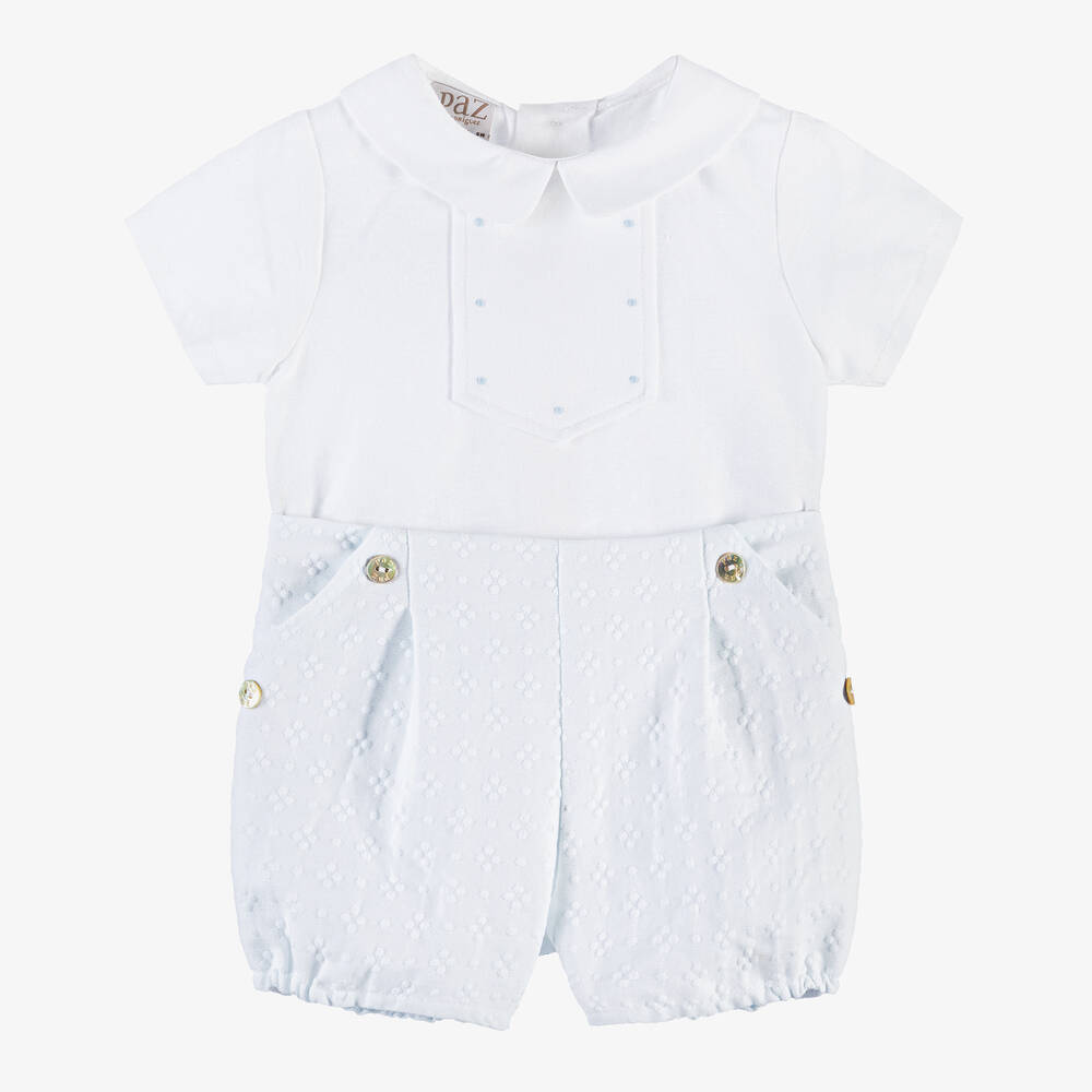Paz Rodriguez Baby Boys White Cotton & Linen Shorts Set