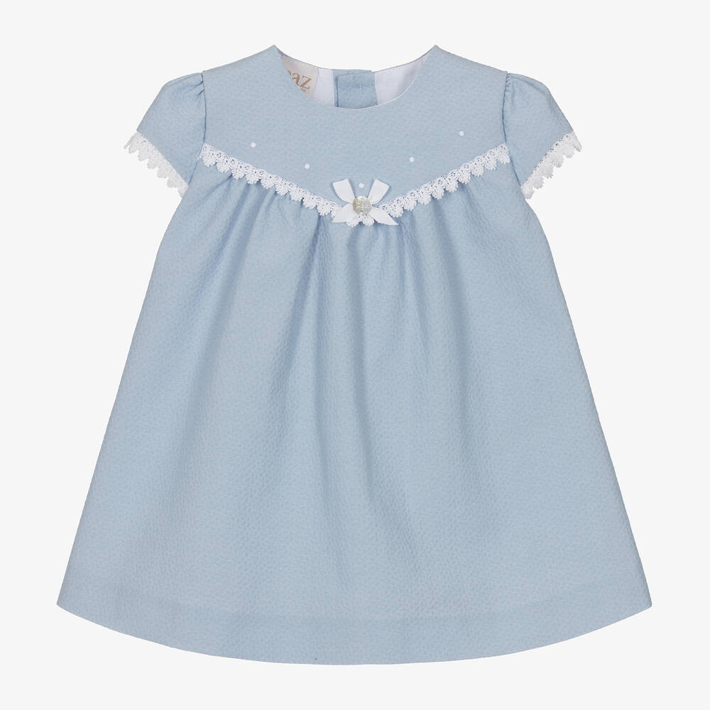 Paz Rodríguez - Baby Girls Blue Lace Trimmed Dress | Childrensalon