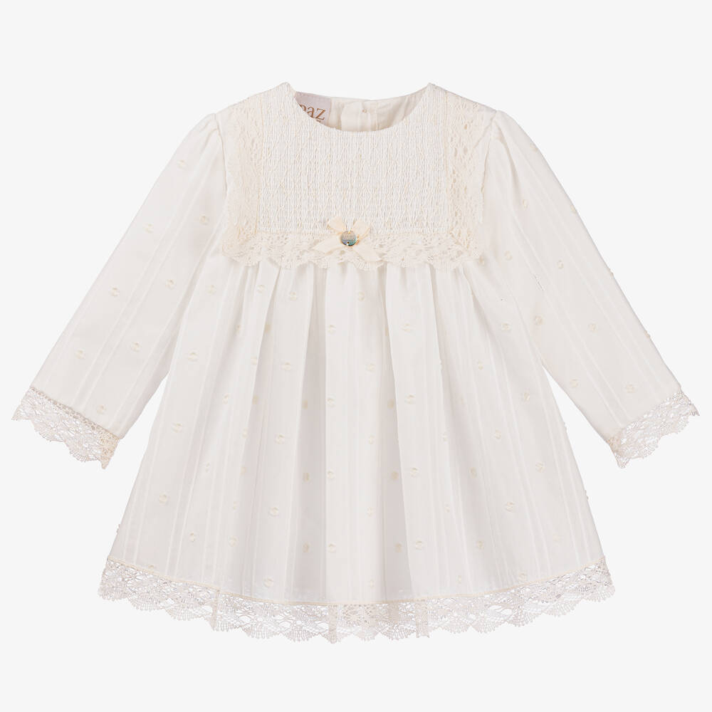 Paz Rodríguez - Baby Girls Ivory Cotton Dress | Childrensalon