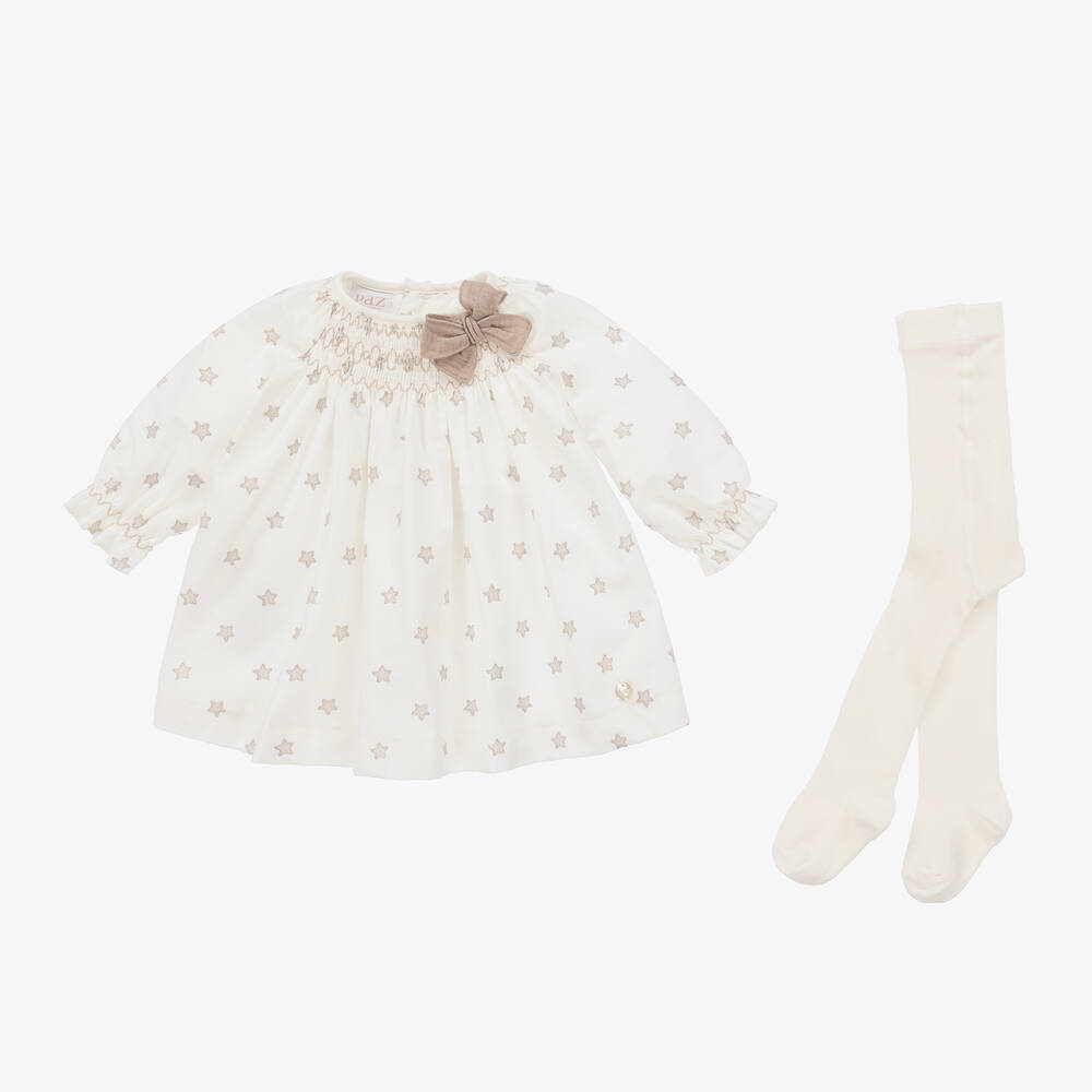 Paz Rodríguez - Baby Girls Ivory Embroidered Star Dress Set  | Childrensalon