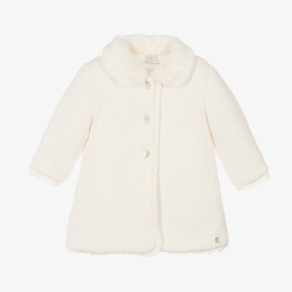 Paz Rodríguez - Baby Girls Ivory Knitted Coat | Childrensalon