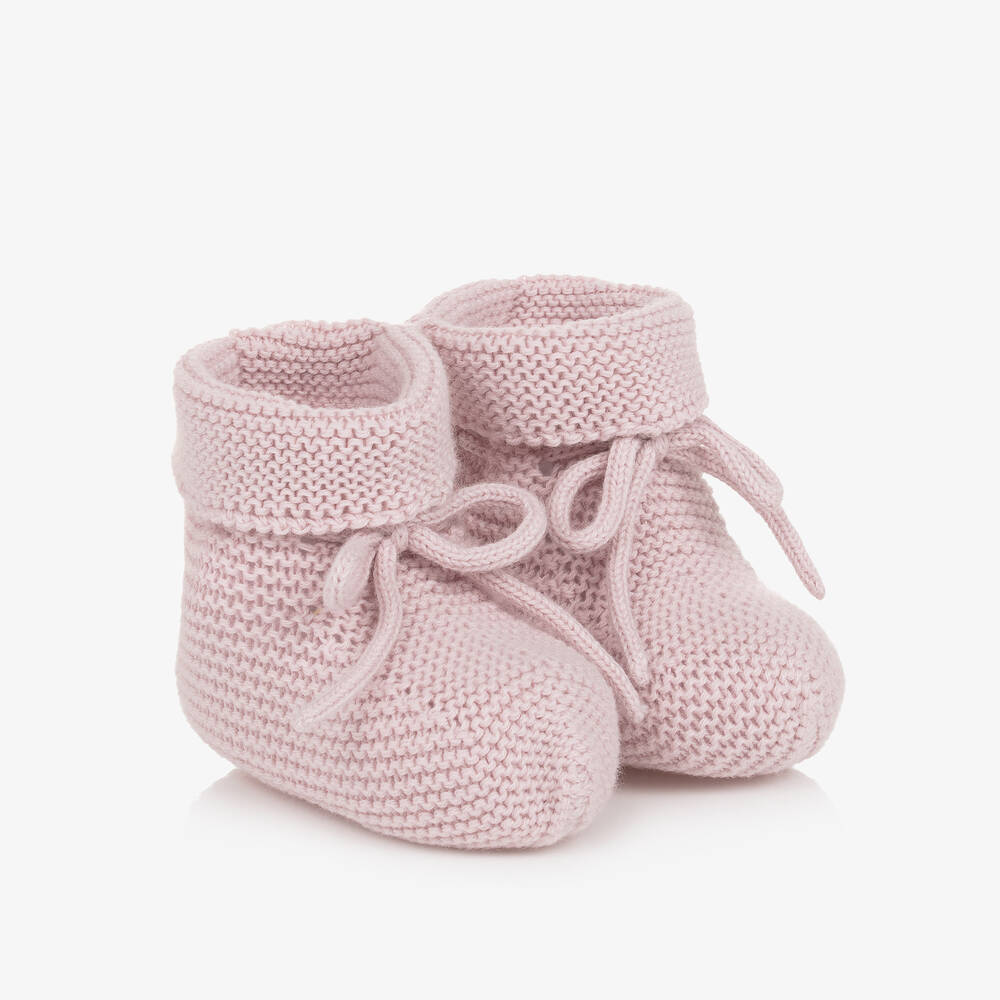 Paz Rodríguez - Baby Girls Pink Cotton Knit Booties | Childrensalon
