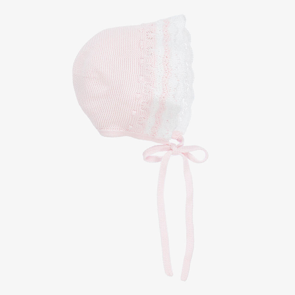 Paz Rodríguez - Baby Girls Pink Organic Cotton Knit Bonnet | Childrensalon