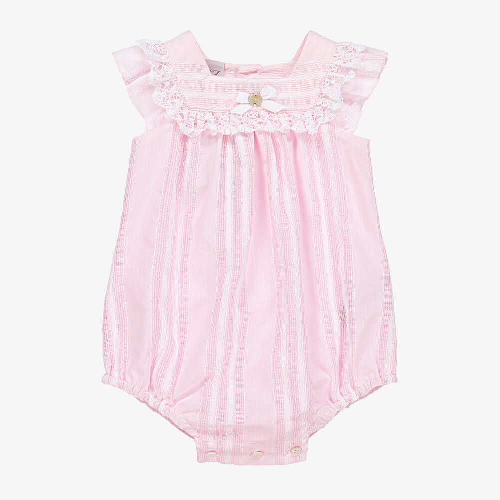 Paz Rodríguez - Baby Girls Pink Striped Cotton Shortie | Childrensalon