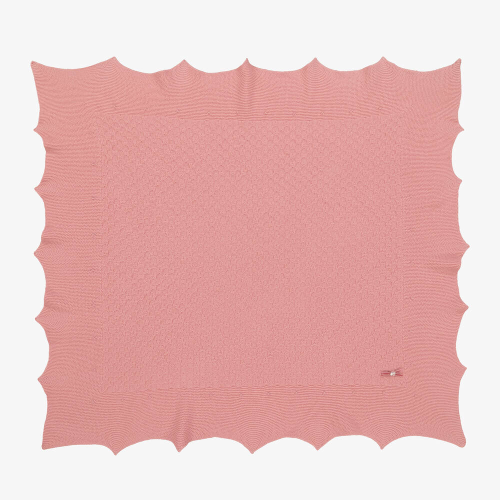 Paz Rodríguez - Baby Girls Pink Wool Knit Shawl (100cm) | Childrensalon