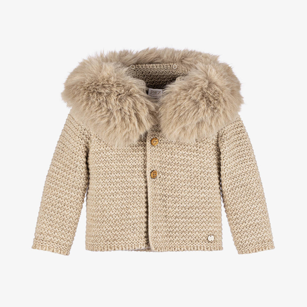 Paz Rodríguez - Beige Knitted Wool Jacket | Childrensalon