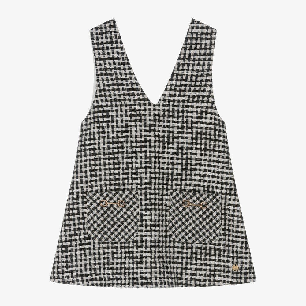 Paz Rodríguez - Girls Black & White Checked Pinafore Dress | Childrensalon