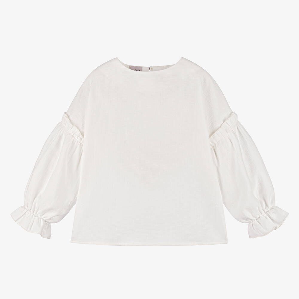 Paz Rodríguez - Girls Ivory Cotton Blouse | Childrensalon