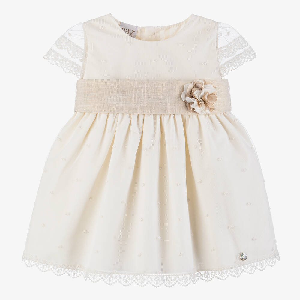 Paz Rodríguez - Girls Ivory Tulle & Cotton Dress | Childrensalon