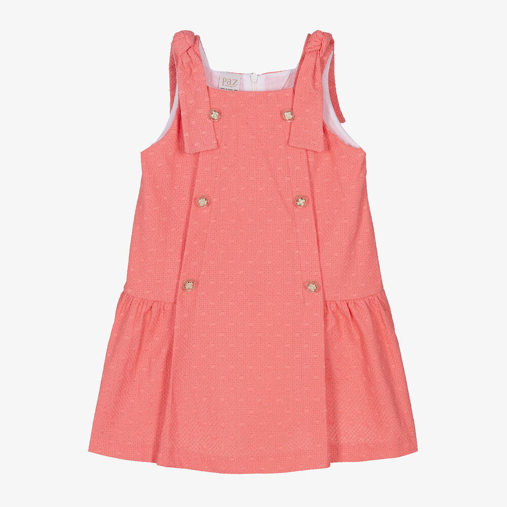 Paz Rodríguez - Розовое хлопковое платье с вышивкой для девочек | Childrensalon