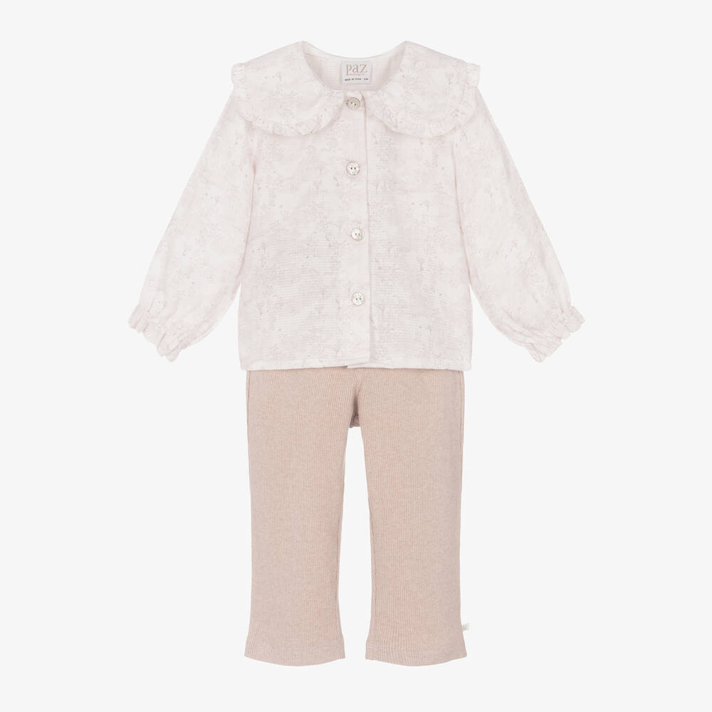 Paz Rodríguez - Girls Pink Meadow Print Cotton Trouser Set | Childrensalon