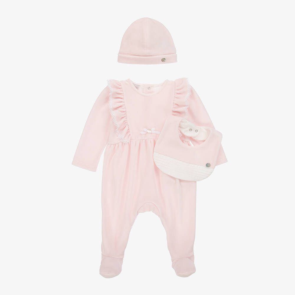 Paz Rodríguez - Girls Pink Velour Babysuit Set | Childrensalon