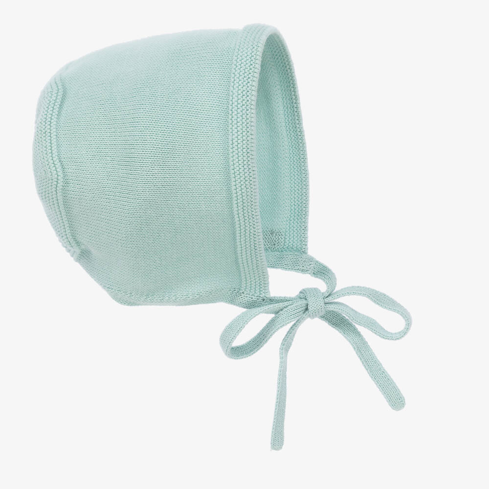 Paz Rodríguez - Green Cotton Knit Baby Bonnet | Childrensalon