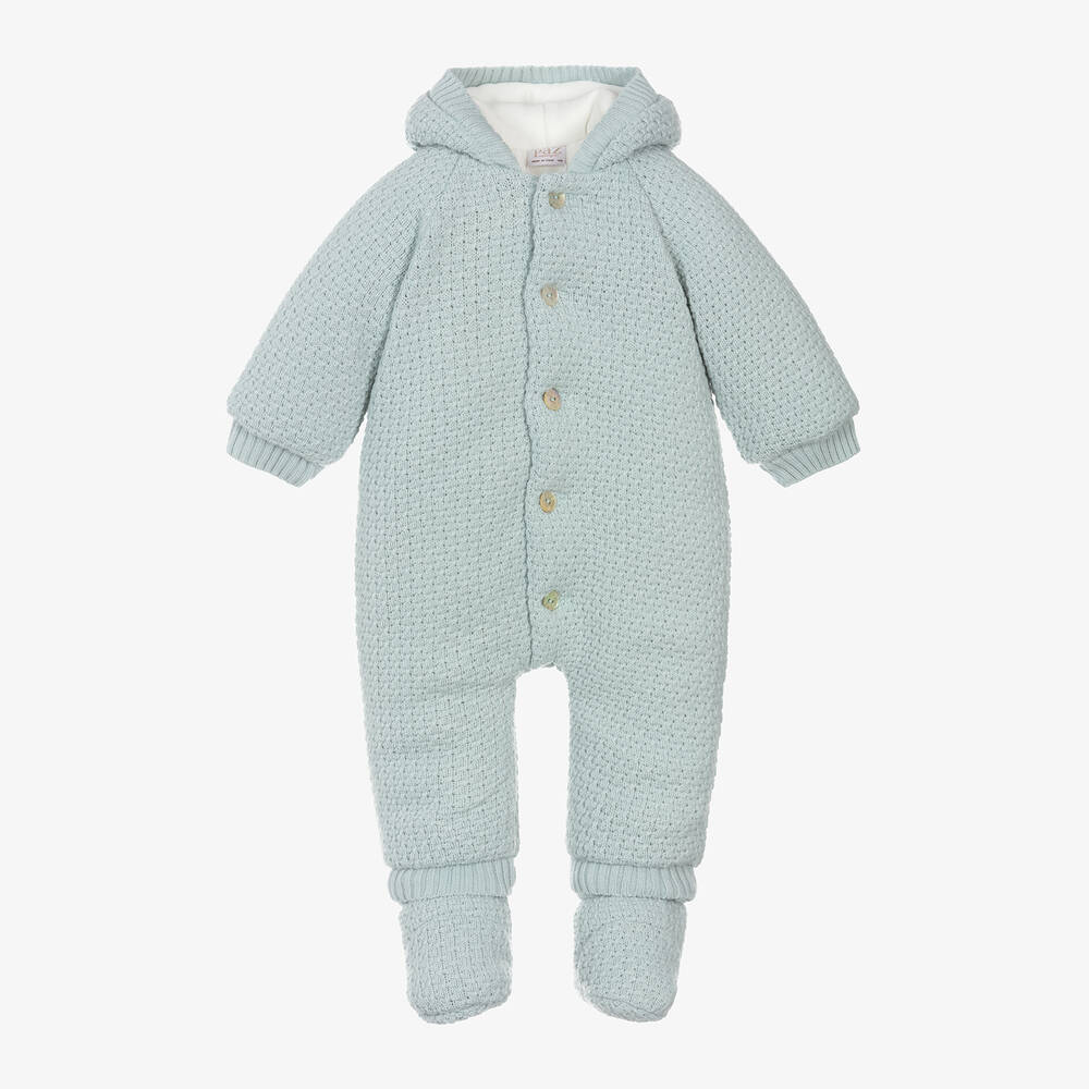 Paz Rodríguez - Green Knitted Baby Pramsuit & Booties | Childrensalon