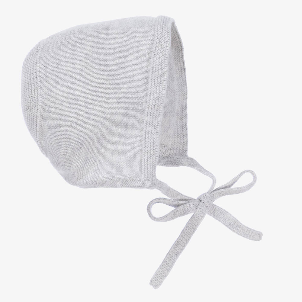 Paz Rodríguez - Grey Cotton Knit Baby Bonnet | Childrensalon