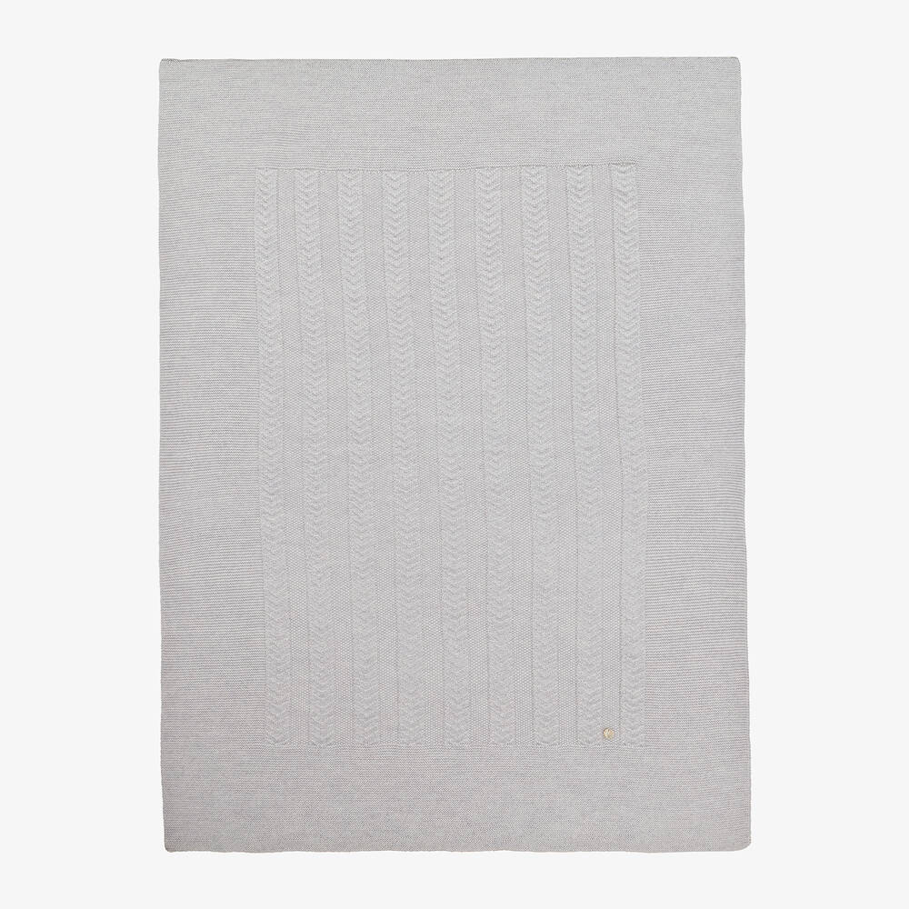Paz Rodríguez - Grey Wool Knitted Baby Blanket (98cm) | Childrensalon