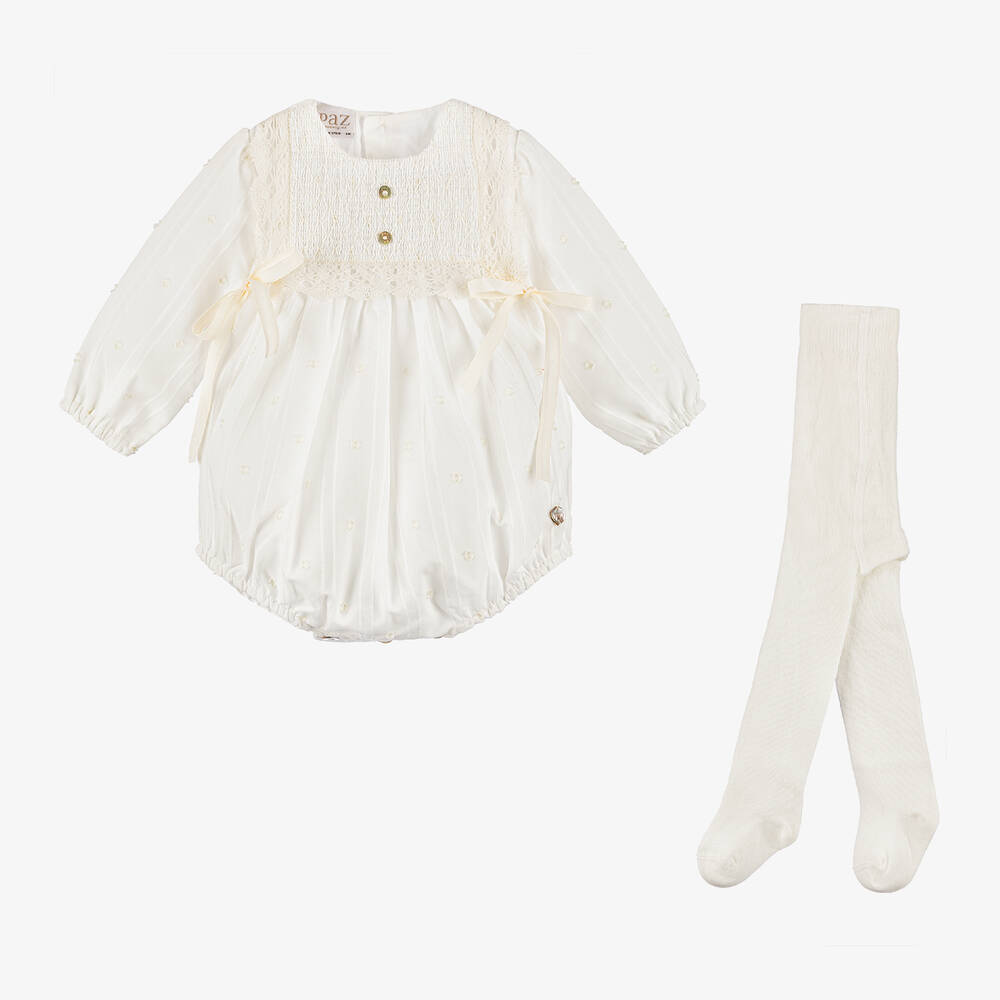 Paz Rodríguez - Ivory Lace Shortie Set | Childrensalon