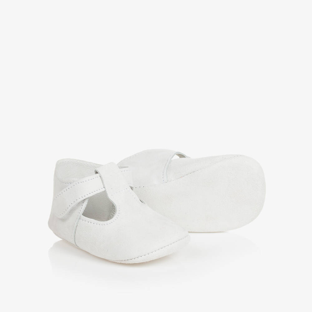 Paz Rodriguez Ivory Suede Leather Baby Pre-walkers
